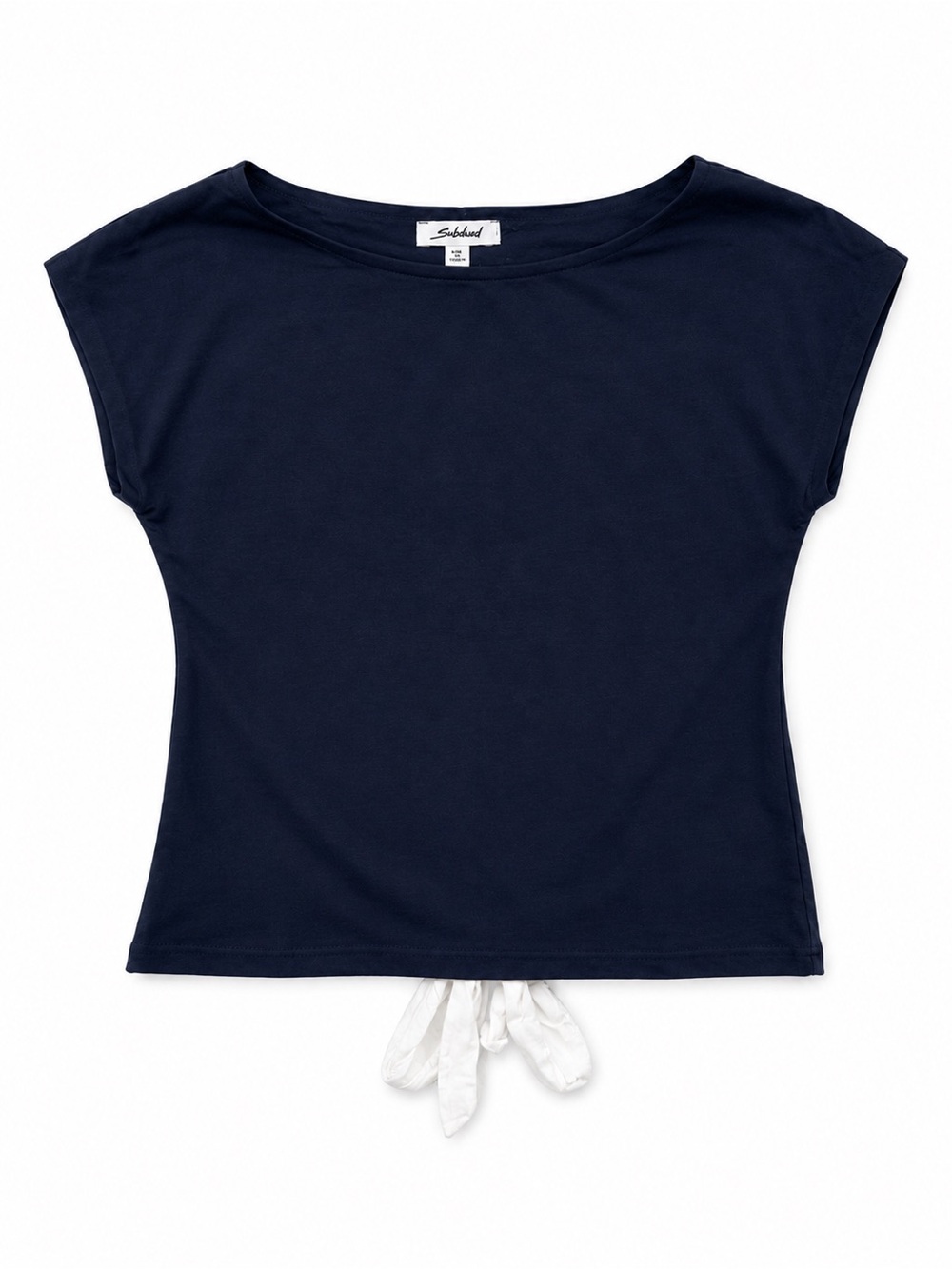 Subdued Women’s Navy Blue Open Back Tie Bow Top Size M Made in Turkey